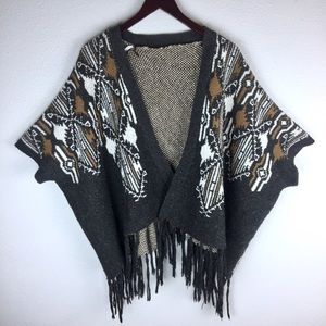 Batwing Poncho with Fringe